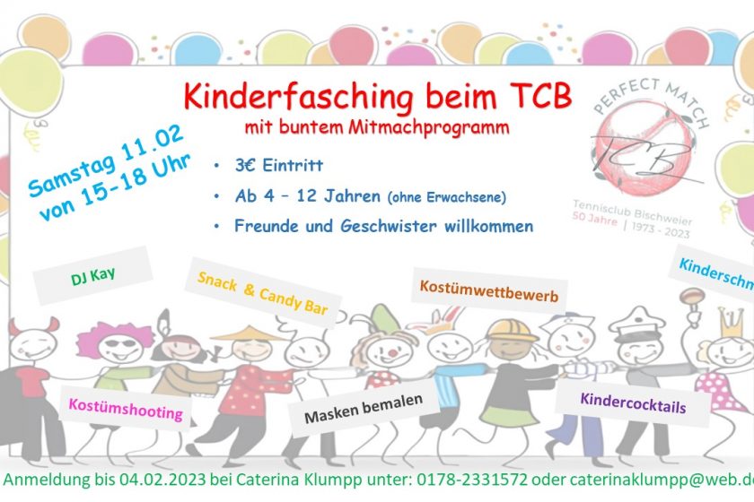 Kinderfasching am 11. Februar 2023 beim TCB