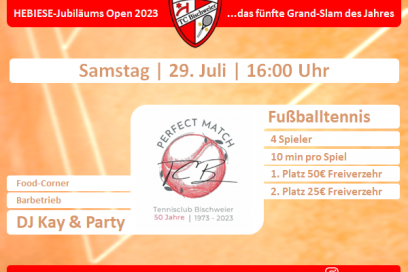 HEBIESE-Jubiläums Open 2023 am Samstag, 29. Juli, auf der Platzanlage an der Kirschenallee | Start: 16:00 Uhr